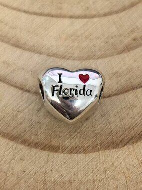 Pandora I love Florida Exclusive Travel Heart Charm Pendant, S925 Silver Jewelry